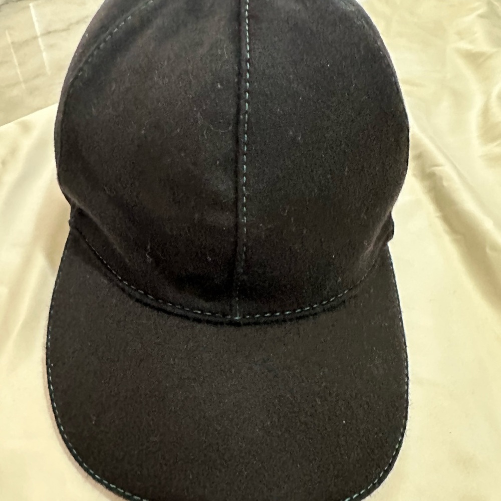 Suede Black unisex Gucci hat with green “G” logo on left side